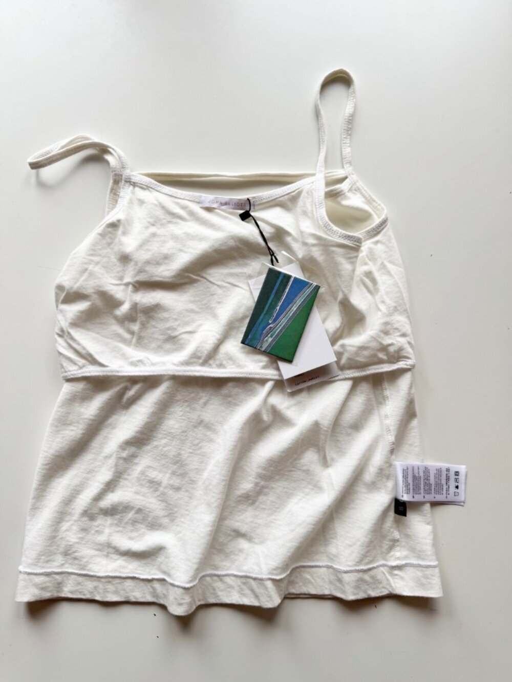 NWT JOHN ELLIOTT White Cotton Jersey Scoop Neck Strap Camisole Tank, Size 1/S - Picture 10 of 14